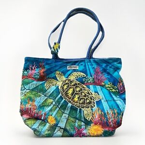 Pacific Whale Foundation Maui Andrea Tachiera Sea Turtle Canvas Tote Beach Bag